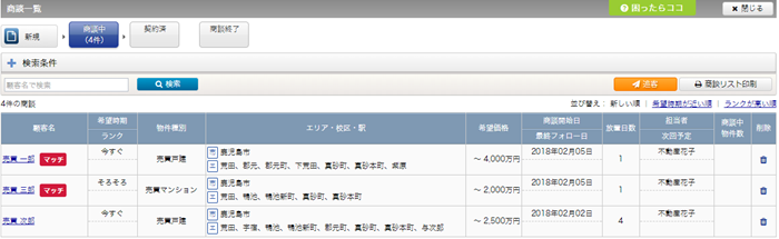 商談データの削除